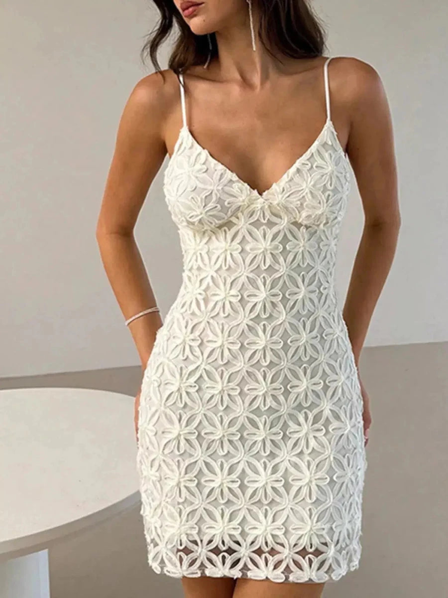 Lace Bodycon Mini Dress - Lustreve