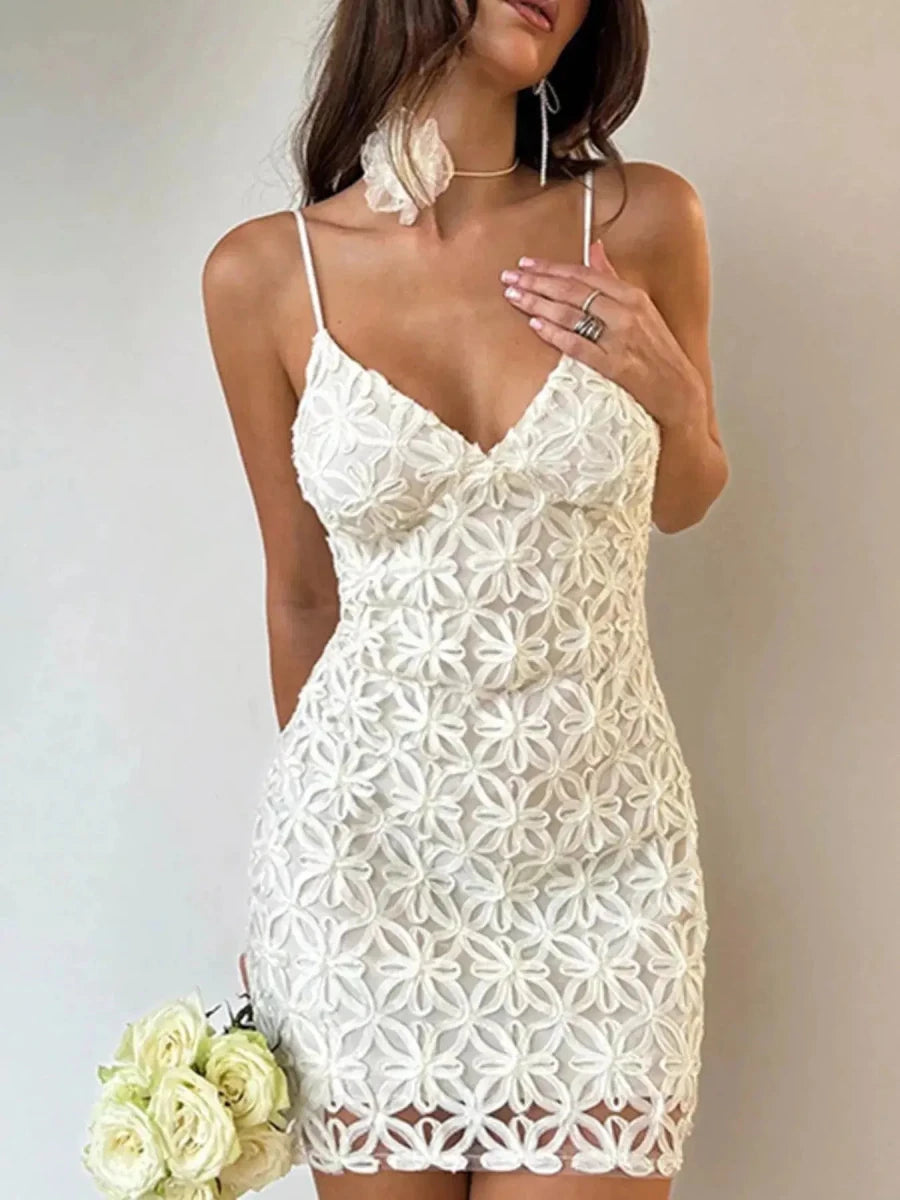Lace Bodycon Mini Dress - Lustreve