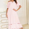 Lace Detail Short Sleeve Lounge Dress - Lustreve