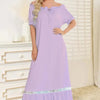 Lace Detail Short Sleeve Lounge Dress - Lustreve