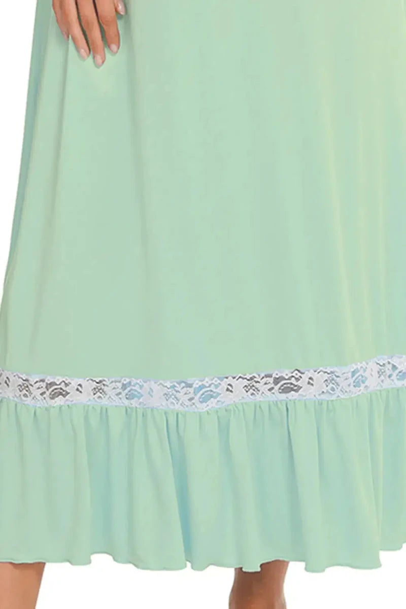 Lace Detail Short Sleeve Lounge Dress - Lustreve