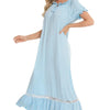 Lace Detail Short Sleeve Lounge Dress - Lustreve