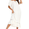 Lace Detail Short Sleeve Lounge Dress - Lustreve