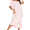 Lace Detail Short Sleeve Lounge Dress - Lustreve
