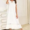 Lace Detail Short Sleeve Lounge Dress - Lustreve