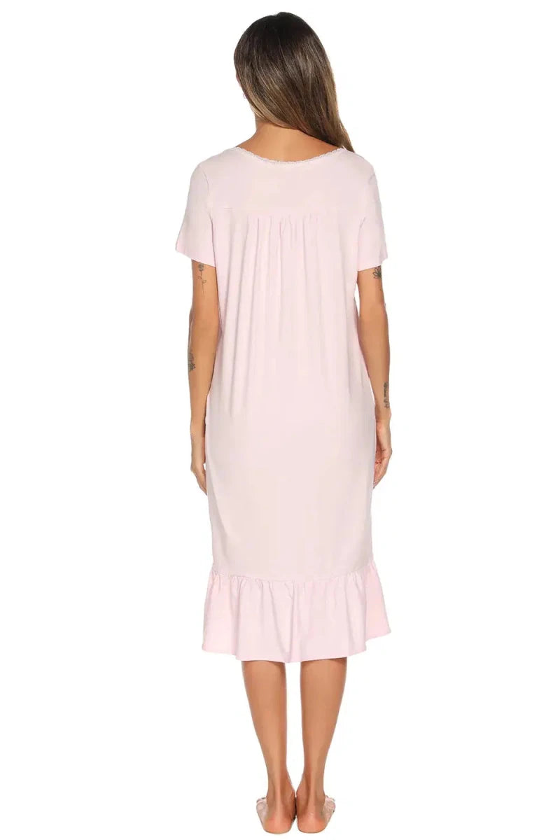 Lace Detail Square Neck Lounge Dress - Lustreve