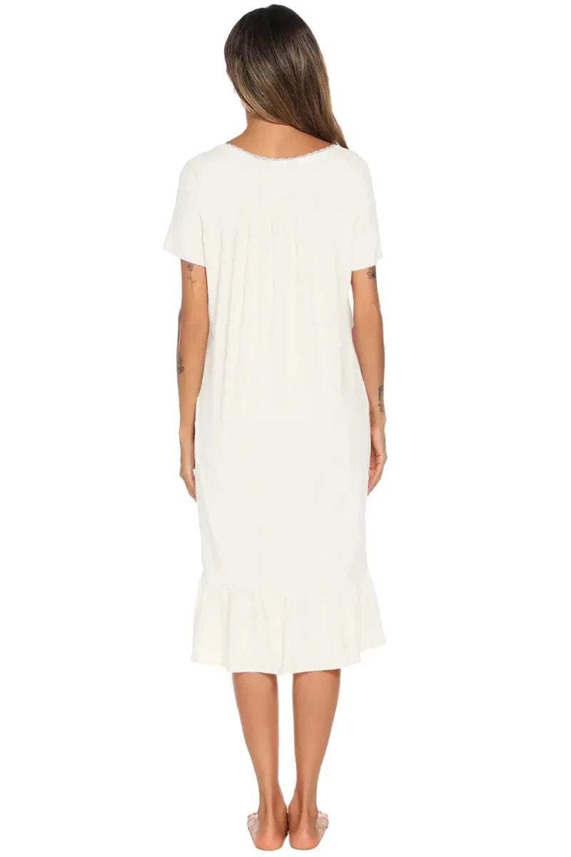 Lace Detail Square Neck Lounge Dress - Lustreve