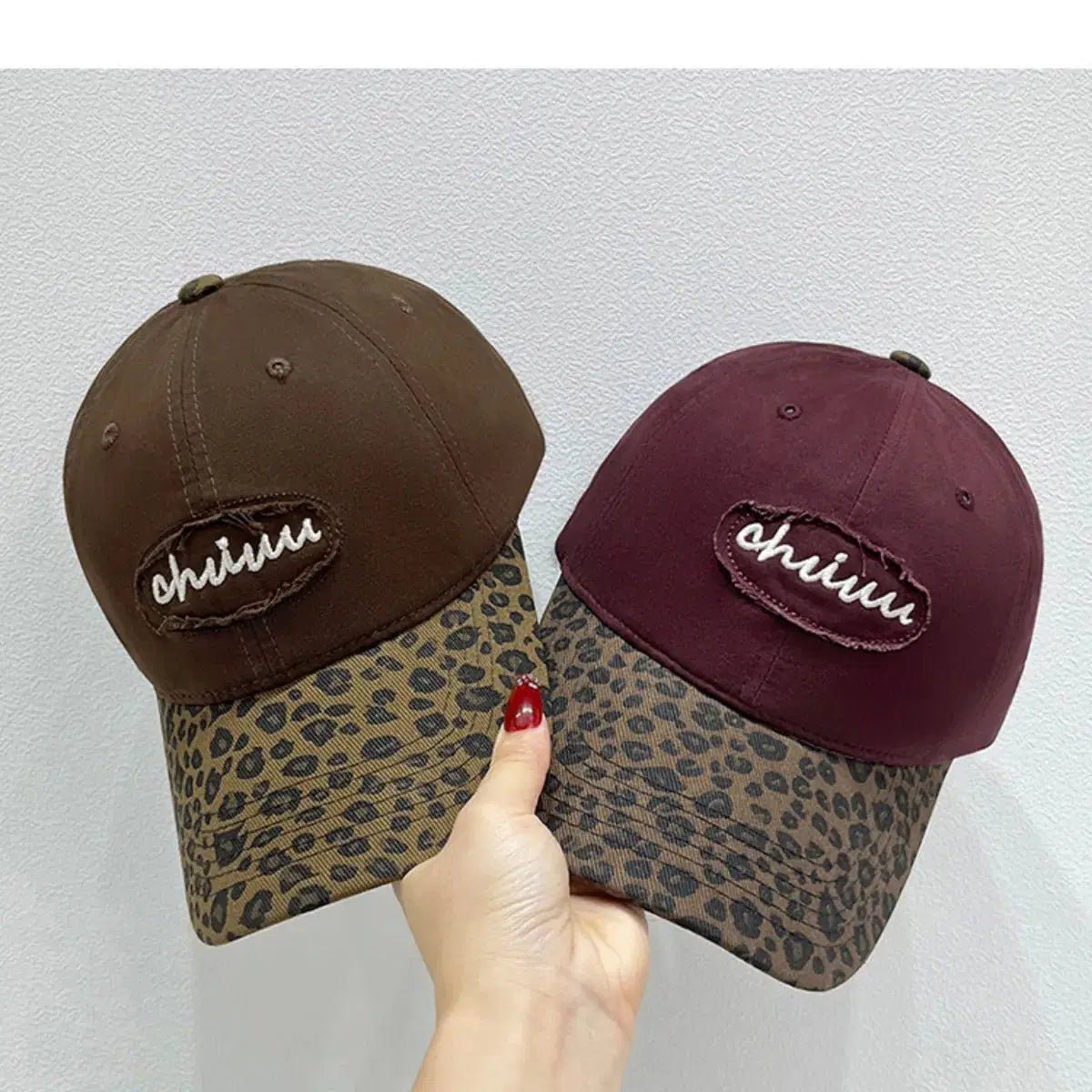 Leopard Print Baseball Cap with Embroidered Letter - Lustreve