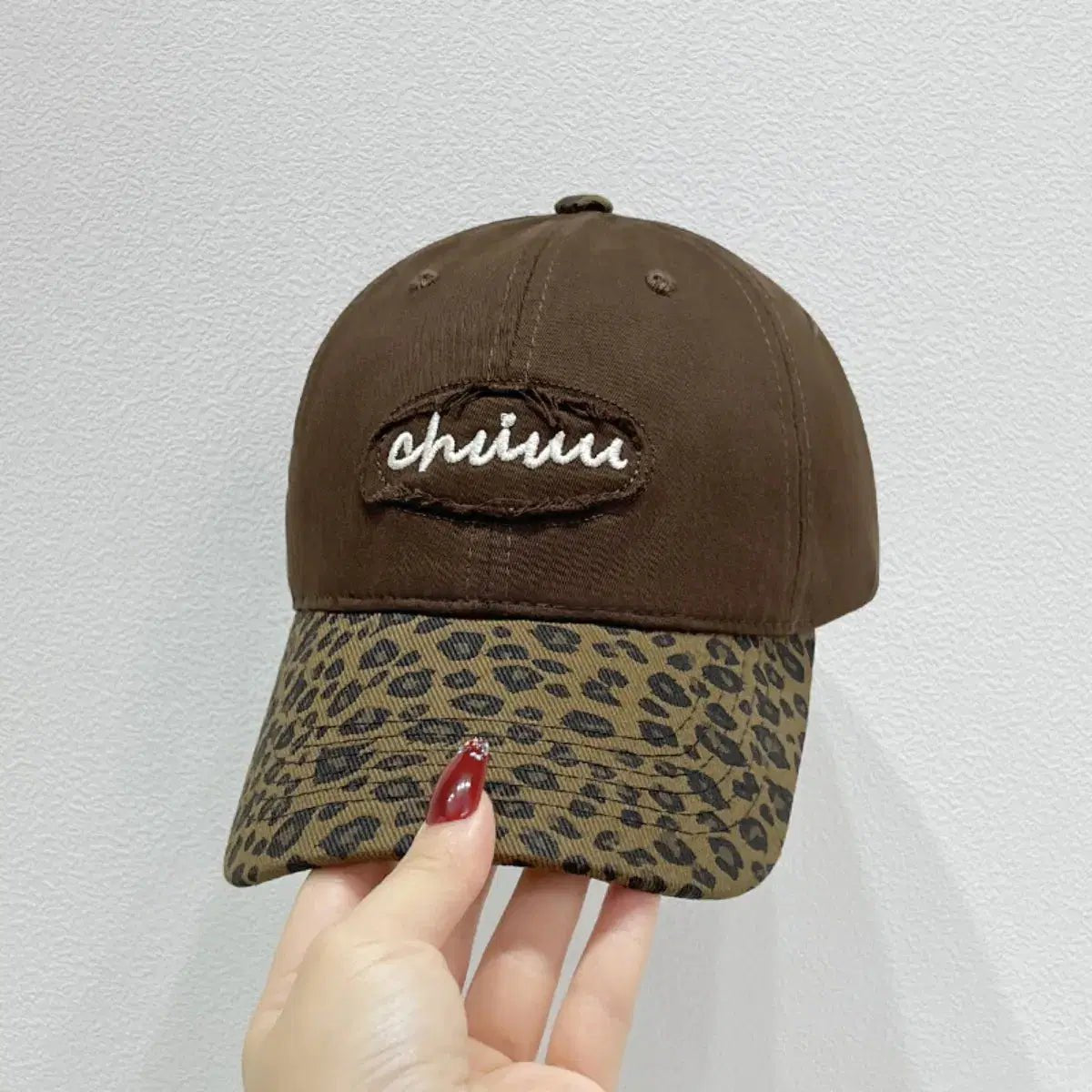 Leopard Print Baseball Cap with Embroidered Letter - Lustreve