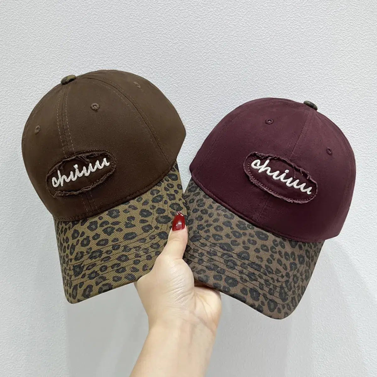 Leopard Print Baseball Cap with Embroidered Letter - Lustreve