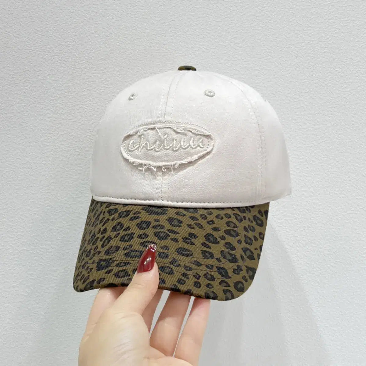 Leopard Print Baseball Cap with Embroidered Letter - Lustreve