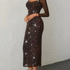 Lights Low, All Eyes On Me Sequin Mesh Maxi Dress - Lustreve