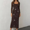 Lights Low, All Eyes On Me Sequin Mesh Maxi Dress - Lustreve