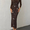 Lights Low, All Eyes On Me Sequin Mesh Maxi Dress - Lustreve