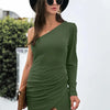 Lola's One Shoulder Ruched Bodycon Dress - Lustreve