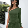 Lola's One Shoulder Ruched Bodycon Dress - Lustreve