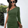 Lola's One Shoulder Ruched Bodycon Dress - Lustreve