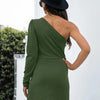 Lola's One Shoulder Ruched Bodycon Dress - Lustreve