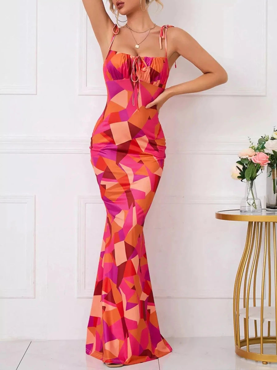 Love Grows Here Floral Lace - Up Maxi Dress - Lustreve