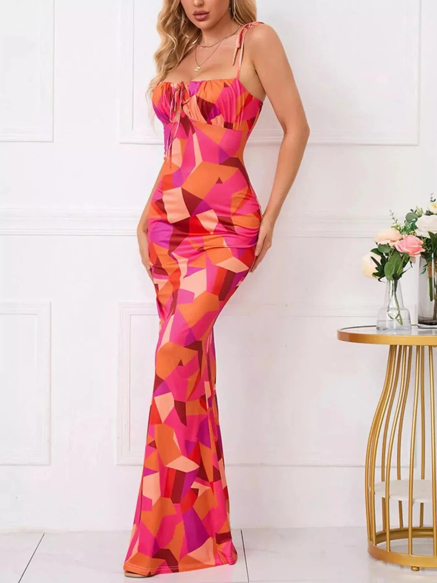 Love Grows Here Floral Lace - Up Maxi Dress - Lustreve