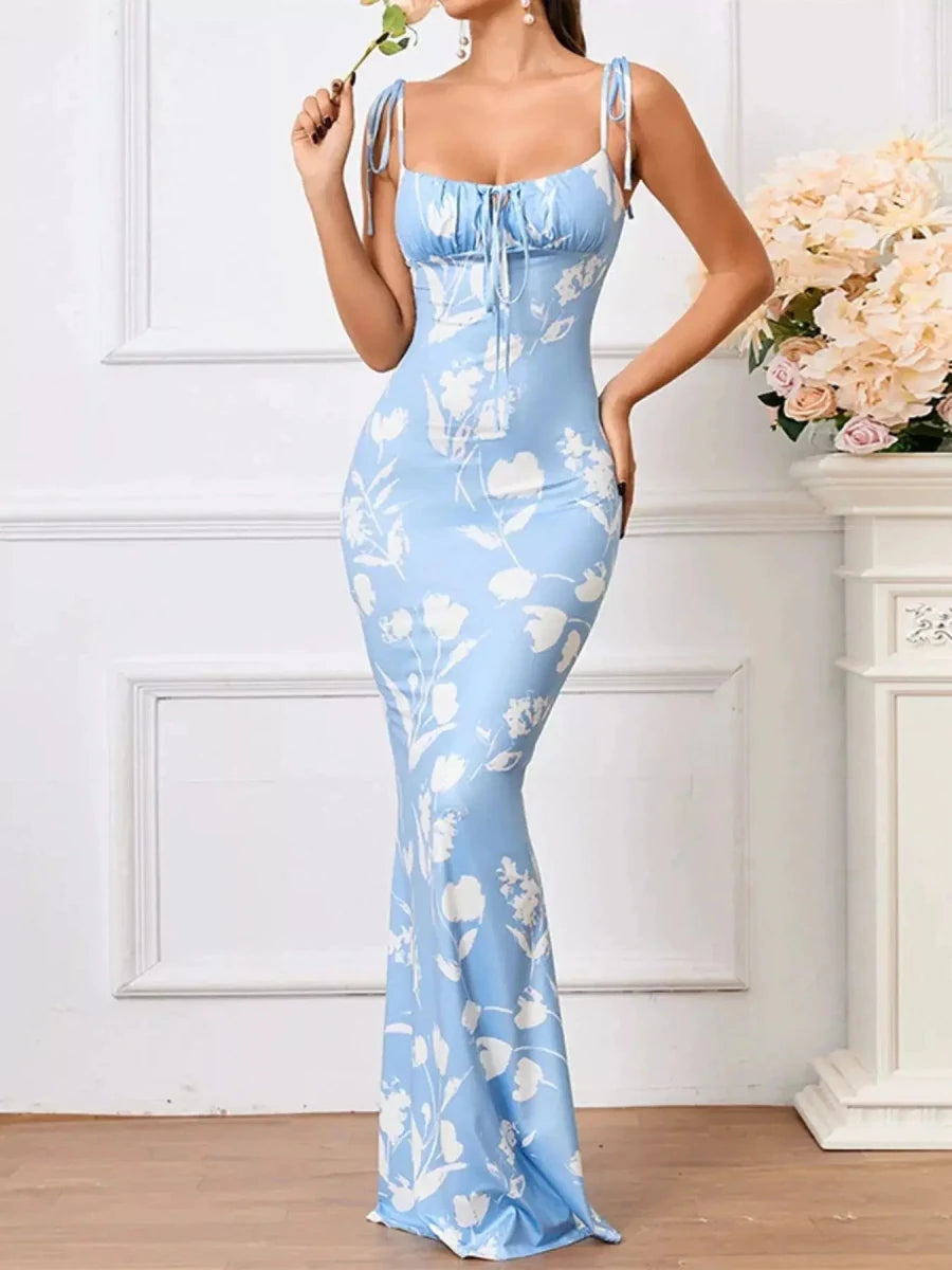 Love Grows Here Floral Lace - Up Maxi Dress - Lustreve