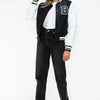 Love Me Now Snap Down Bomber Jacket with Classic Silhouette and Statement Details - Lustreve