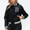 Love Me Now Snap Down Bomber Jacket with Classic Silhouette and Statement Details - Lustreve