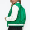Love Me Now Snap Down Bomber Jacket with Classic Silhouette and Statement Details - Lustreve