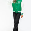 Love Me Now Snap Down Bomber Jacket with Classic Silhouette and Statement Details - Lustreve