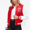Love Me Now Snap Down Bomber Jacket with Classic Silhouette and Statement Details - Lustreve