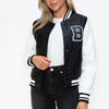Love Me Now Snap Down Bomber Jacket with Classic Silhouette and Statement Details - Lustreve