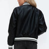 Love Me Now Snap Down Bomber Jacket with Classic Silhouette and Statement Details - Lustreve