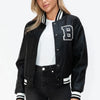 Love Me Now Snap Down Bomber Jacket with Classic Silhouette and Statement Details - Lustreve