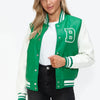 Love Me Now Snap Down Bomber Jacket with Classic Silhouette and Statement Details - Lustreve