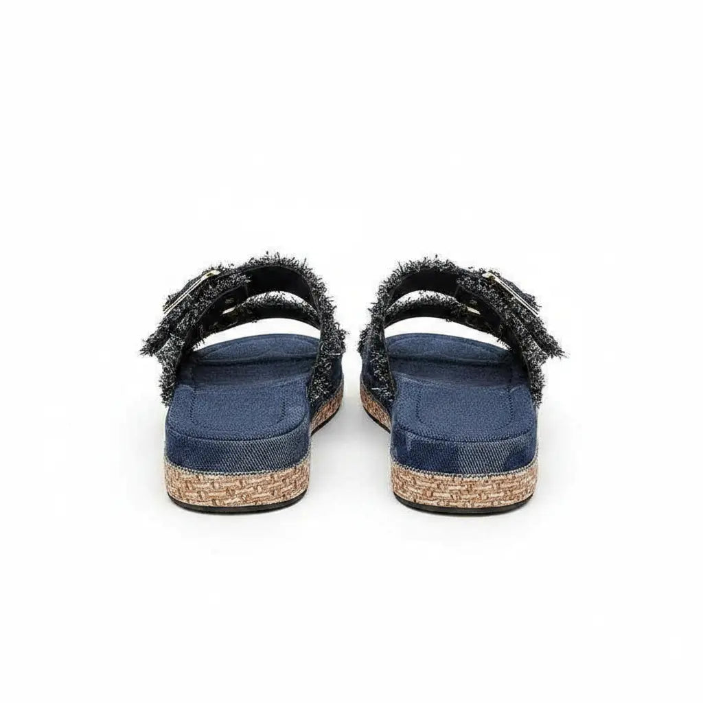 Dark Wash Twin Buckle Platforms