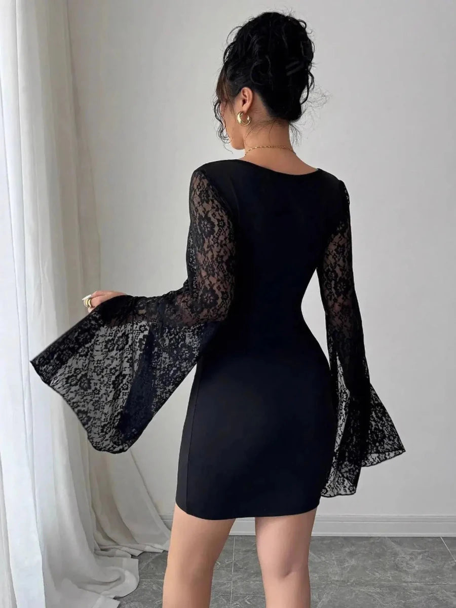 Maeve Lace Bell Sleeve Bodycon Dress - Lustreve