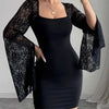 Maeve Lace Bell Sleeve Bodycon Dress - Lustreve