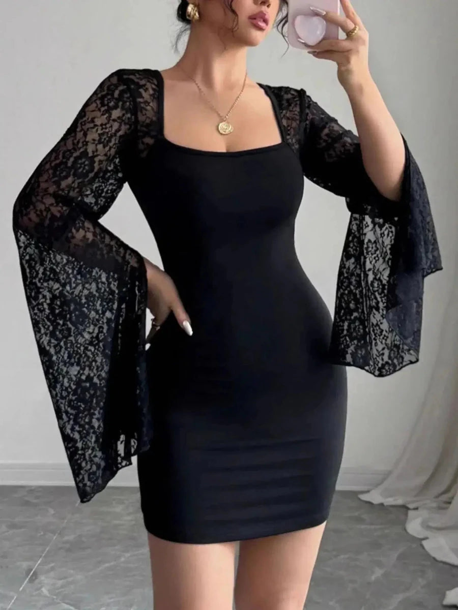 Maeve Lace Bell Sleeve Bodycon Dress - Lustreve