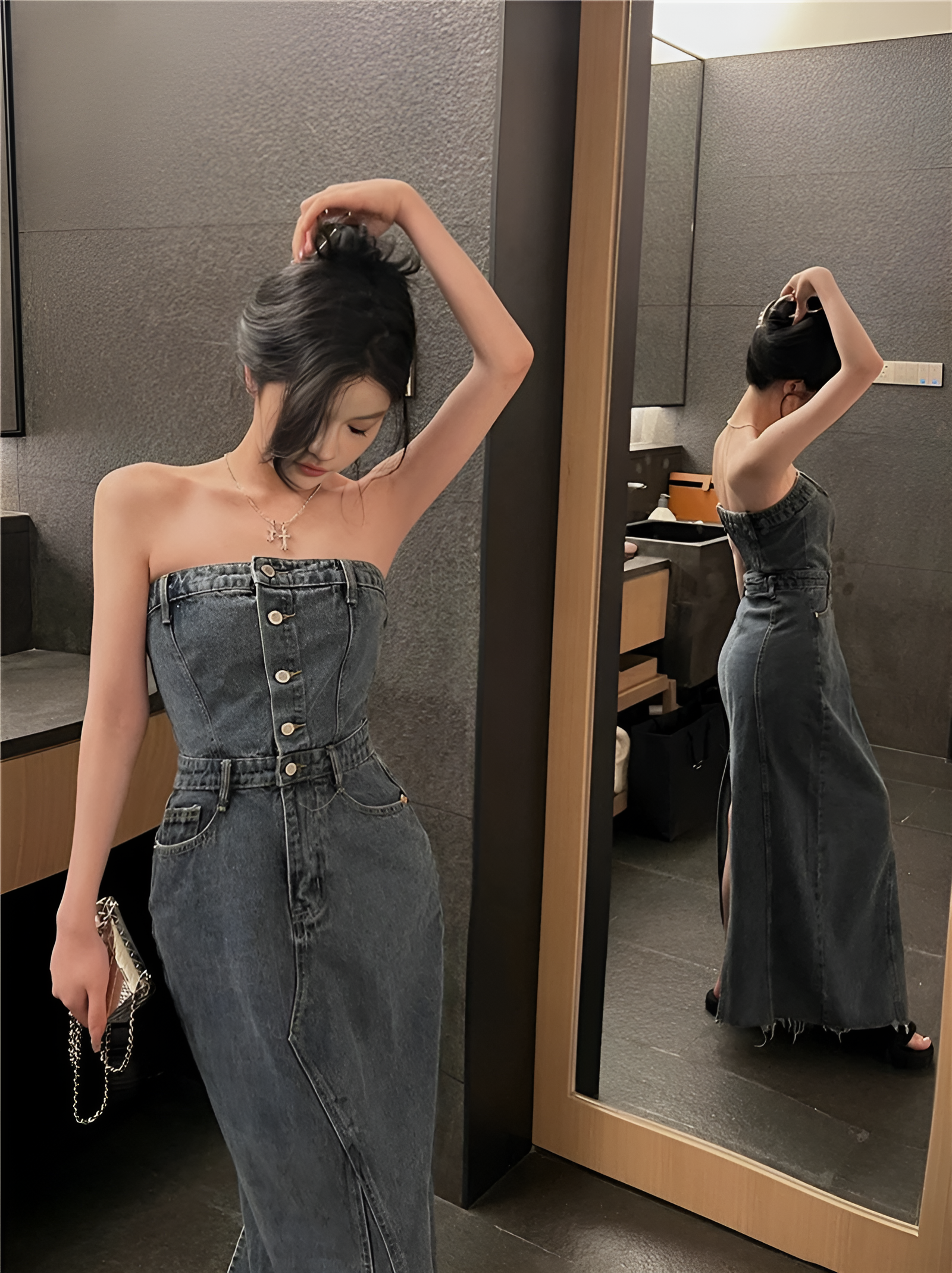 Robe en jean Maeve Sculpted Elegance