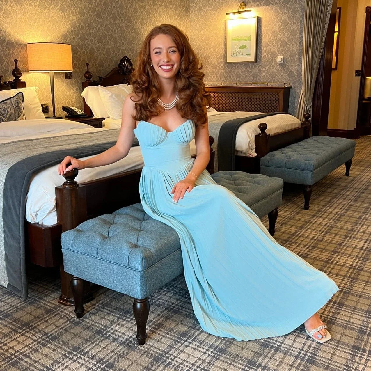 Robe longue bustier froncée Blue Moon Allure