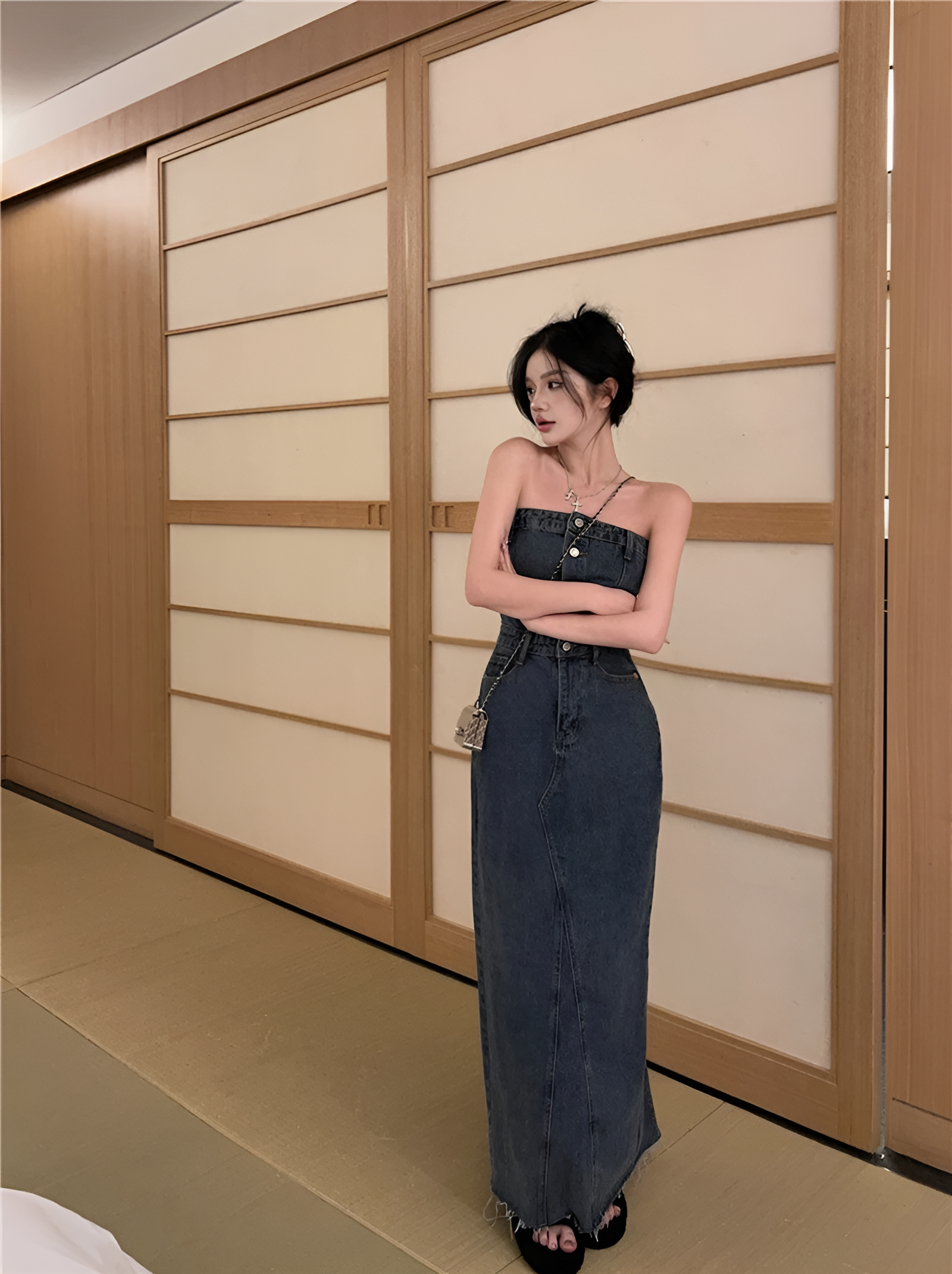 Robe en jean Maeve Sculpted Elegance