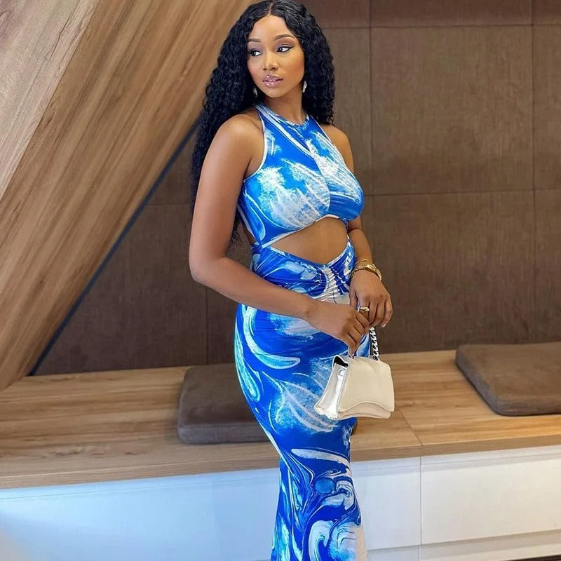 Robe longue moulante à épaules dénudées Lola Hollow