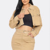 Midnight Studded Cropped Jacket & Mini Skirt Set - Lustreve