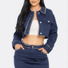 Midnight Studded Cropped Jacket & Mini Skirt Set - Lustreve