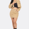 Midnight Studded Cropped Jacket & Mini Skirt Set - Lustreve