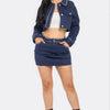 Midnight Studded Cropped Jacket & Mini Skirt Set - Lustreve