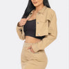 Midnight Studded Cropped Jacket & Mini Skirt Set - Lustreve