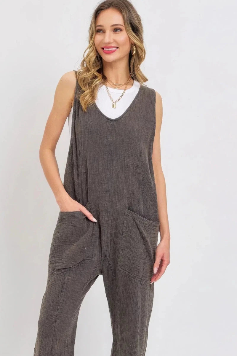 Mineral Washed Summer Jumpsuit - Lustreve