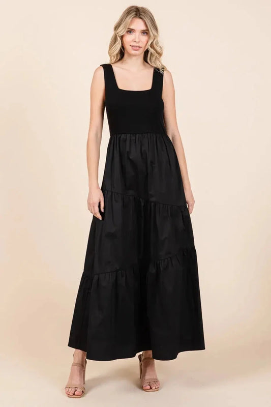 Mittoshop No Questions Asked Tiered Maxi Dress – Black - Lustreve