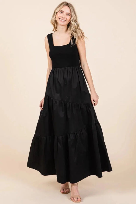 Mittoshop No Questions Asked Tiered Maxi Dress – Black - Lustreve